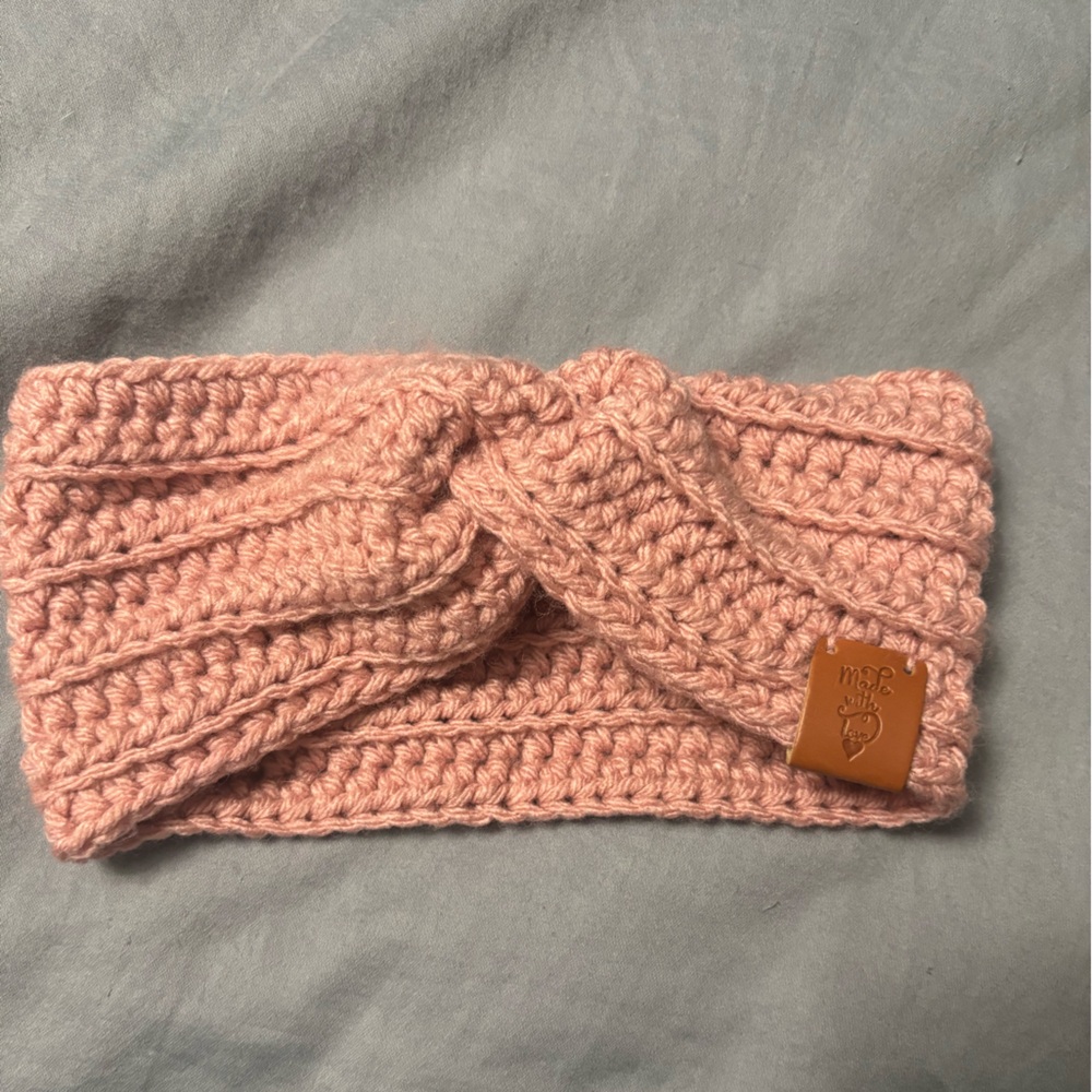 Girls Handmade Crochet Pink Winter Headband
